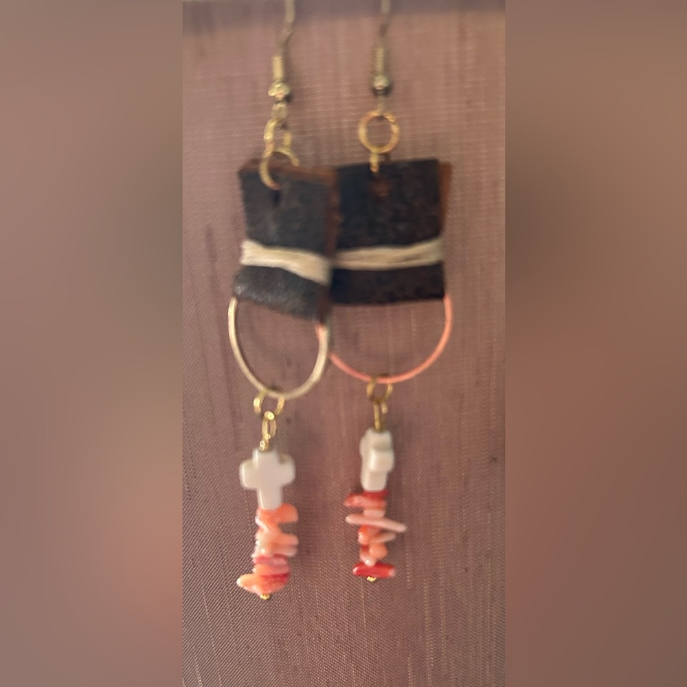 Elegant Silver and Brown Hoop Earrings